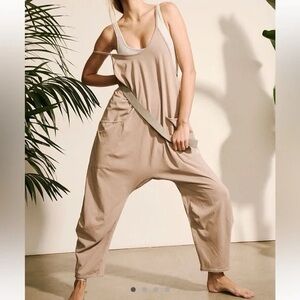 Free People Relaxed Beige Jumpsuit